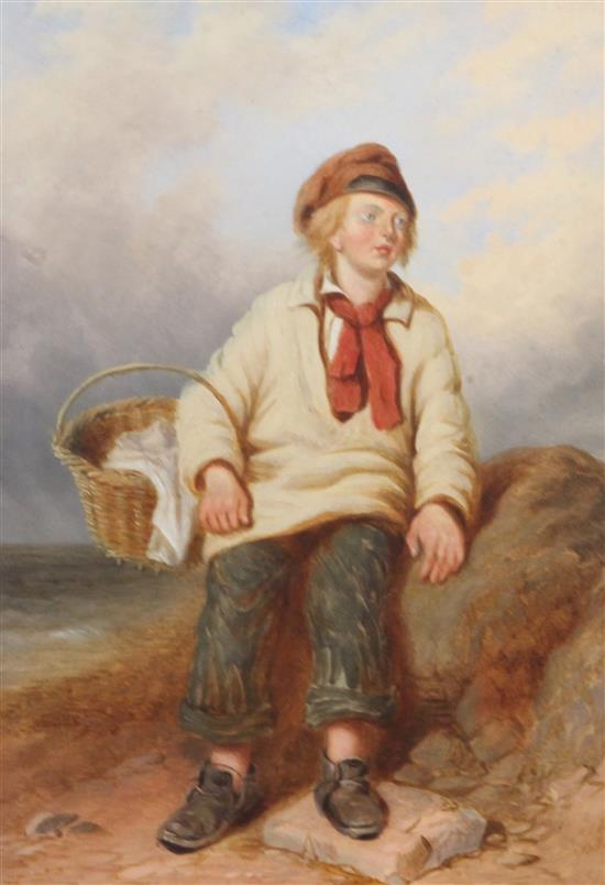Attributed to William Collins (1788-1847) Fisherboy seated on the shore 13.5 x 9.5in.